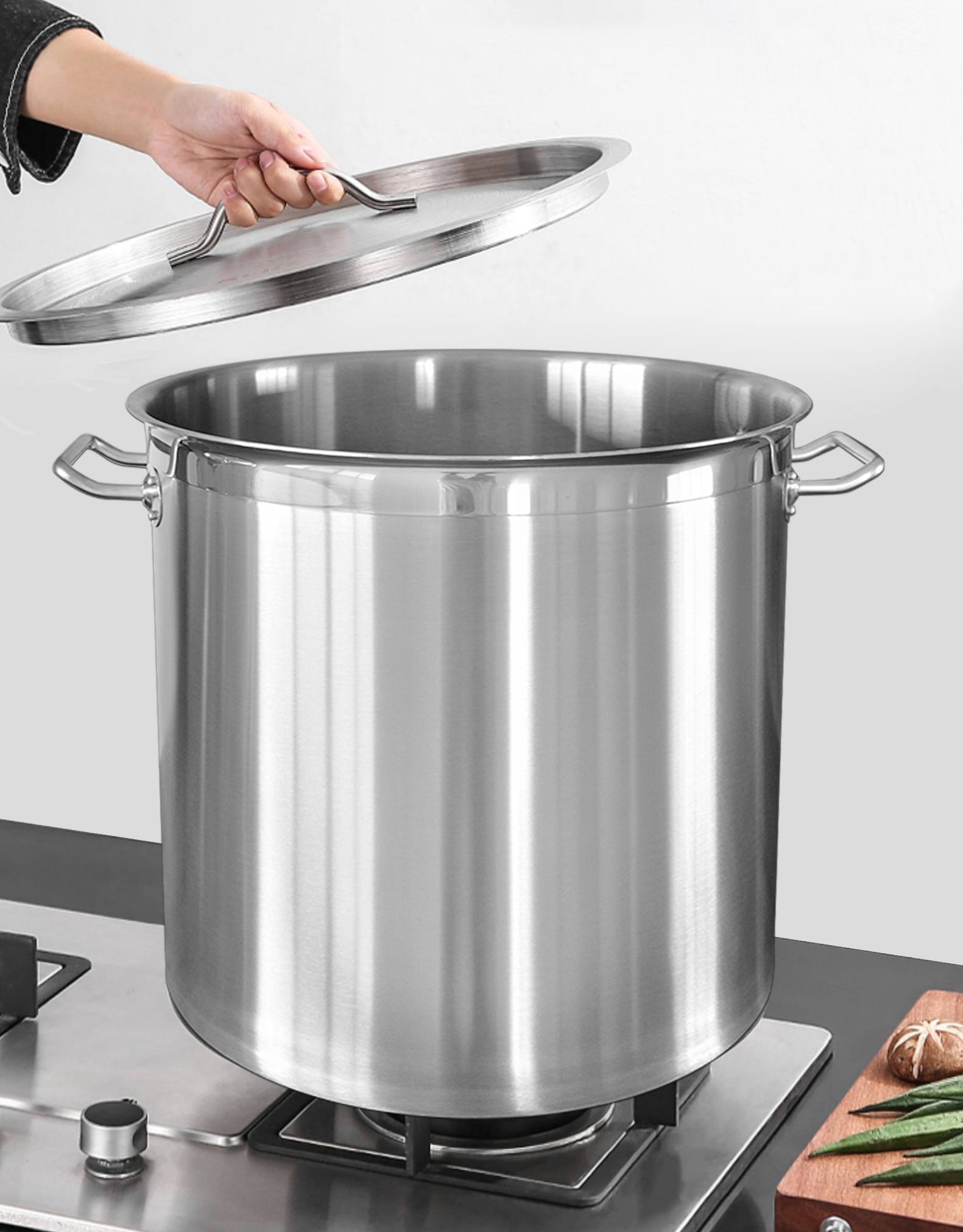 Oala profesionala din inox, cu manere nituite, capac din inox, compatibila cu plita cu inductie, 33 l, Grunberg GR2733 Cod produs: GR2733 thumbnail 4