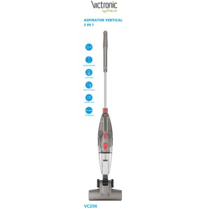 Vacuum Cleaner vertical, fara cablu, with acumulator, 150 W, autonomie max 40 min, container 0,50 l, 2 trepte of putere, filtru HEPA, Victronic VC207 thumbnail 3