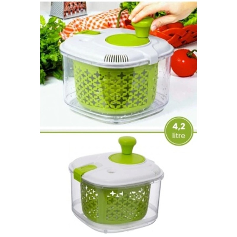 Bowl with strainer spinner for drying salad and greens, 4.20 l, Herevin HR161056 thumbnail 2