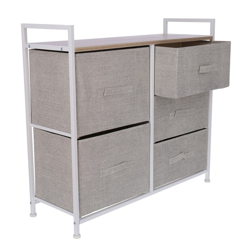 Comoda cu 5 sertare, 83 x 29 x 77 cm, Blueberg TB72 (crem) thumbnail 4
