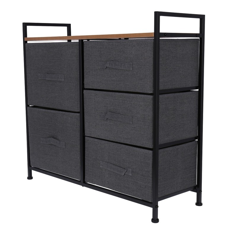 Comoda cu 5 sertare, 83 x 29 x 77 cm, Blueberg TB72 (gri) thumbnail 2