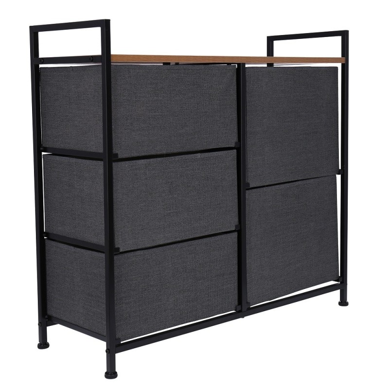 Comoda cu 5 sertare, 83 x 29 x 77 cm, Blueberg TB72 (gri) thumbnail 3