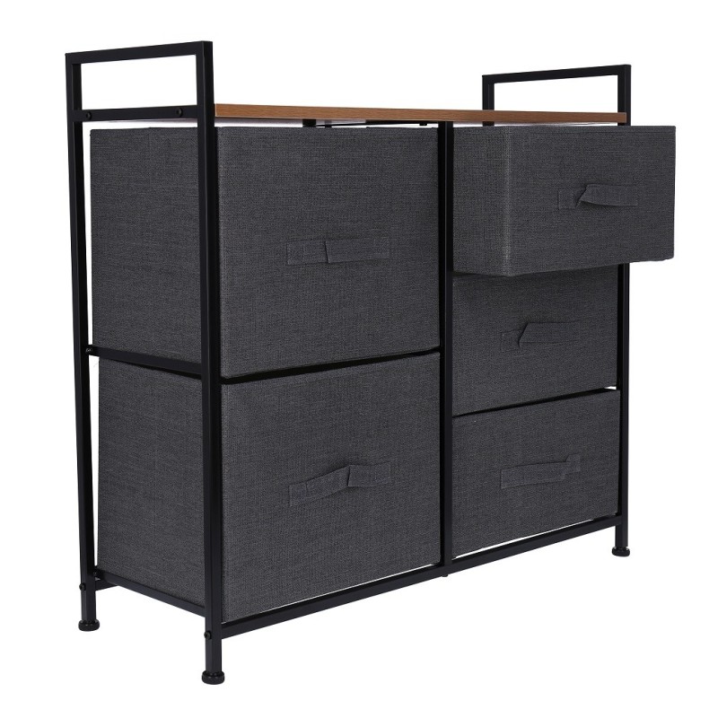 Comoda cu 5 sertare, 83 x 29 x 77 cm, Blueberg TB72 (gri) thumbnail 5