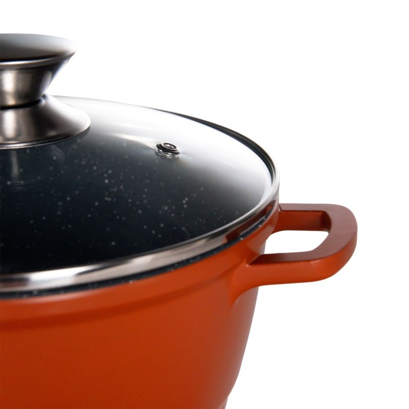 Pot aluminiu, ceramica, glass lid, for prepararea gemului, sosului din tomate, 36cm,13L, Grunberg GR1636 thumbnail 2