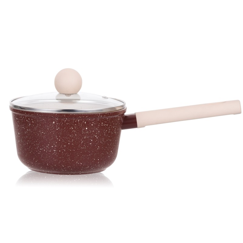 Pot Aluminum, with lid, interior mat.non-stick, compatibila with stove induction, 16x8.80, 1.30 l,  Grunberg  GR5716