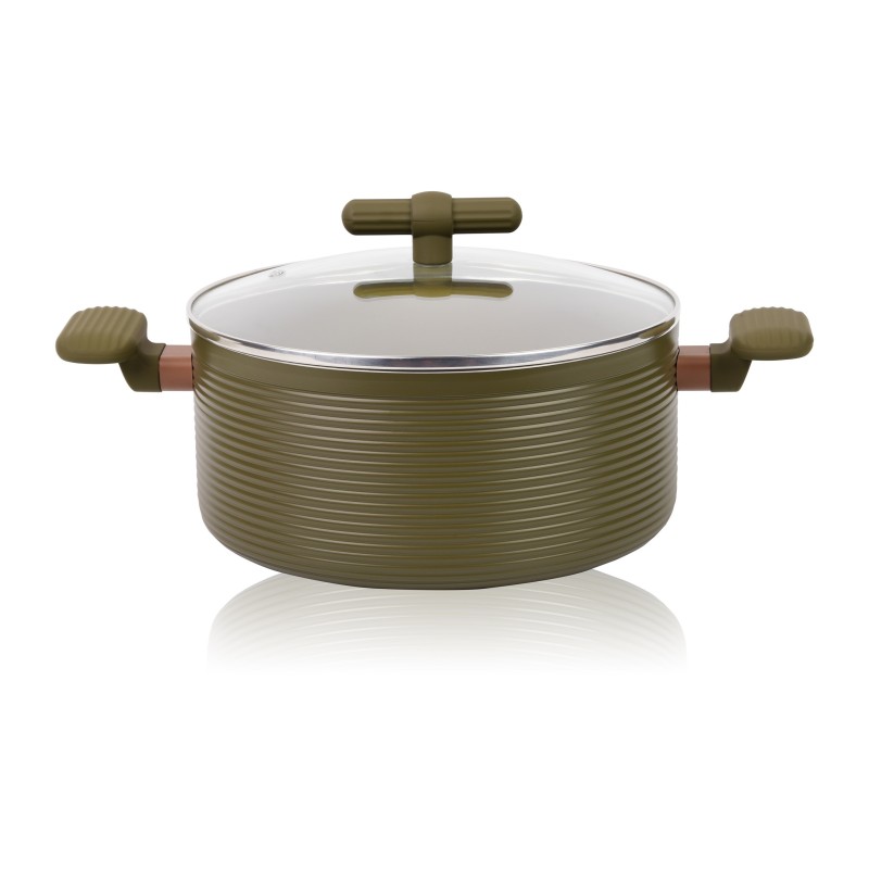Pot Aluminum, with lid, interior mat.non-stick, compatibila with stove induction, 28x14 cm, 7.40 l, Grunberg  GR5724