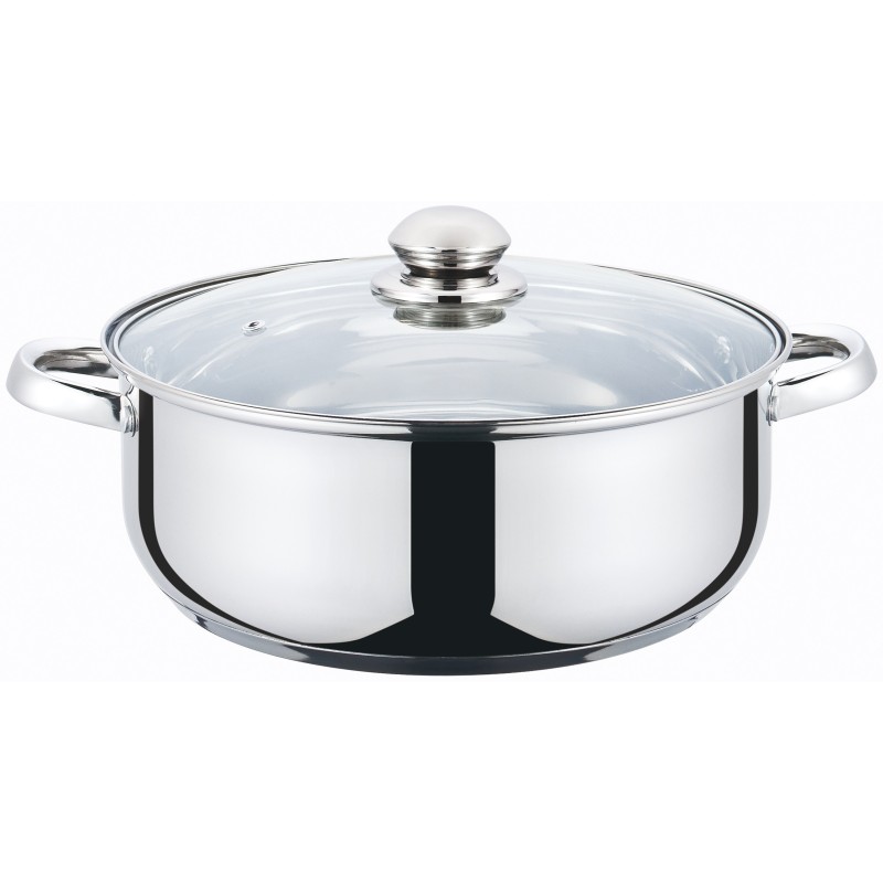 Pot Stainless Steel , compatibila with stove with induction, with glass lid, 26 cm , 5 l , Grunberg GR3118 thumbnail 2