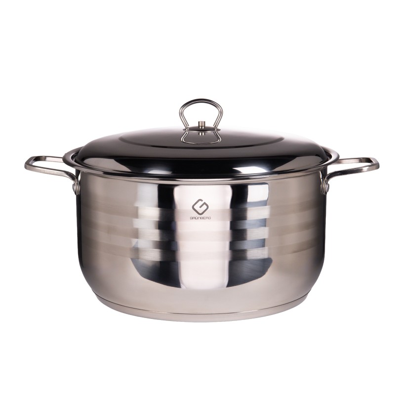 Pot inalta, profesionala, with manere groase nituite, with lid Stainless Steel, 34 cm , 16 l , Grunberg GR8134 thumbnail 2
