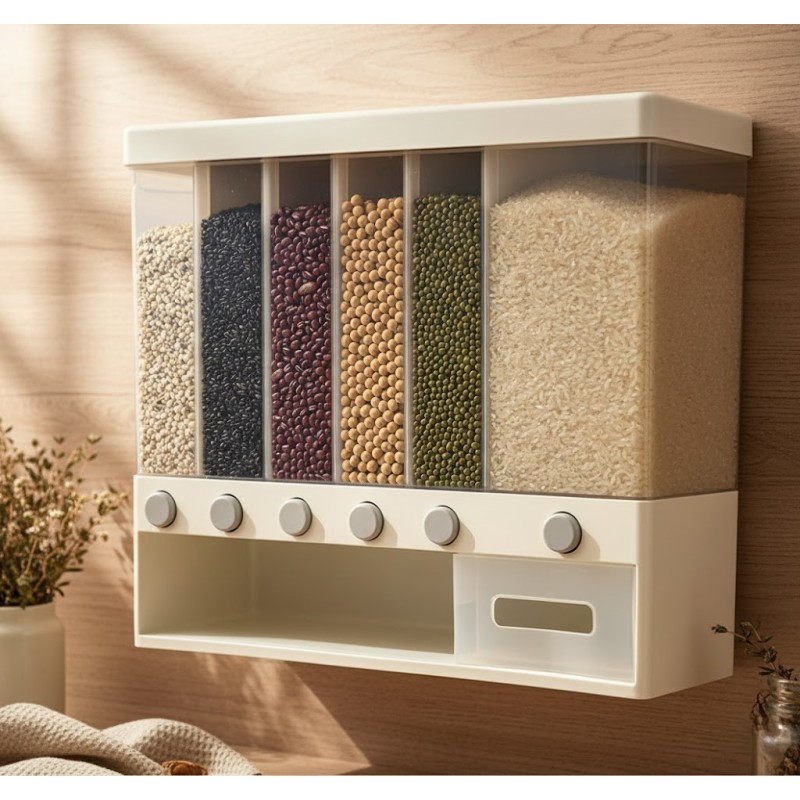 Box for food, Plastic, with lid, 6 compartimente, 10 l, 37.50 x 32.40 x 14.40 cm, OB001