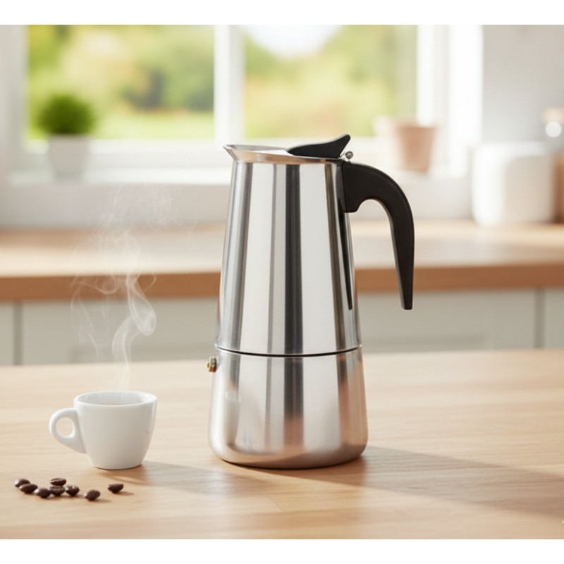 Espresso Maker for stove , Stainless Steel , capacitate 4 cesti , Grunberg GR5180