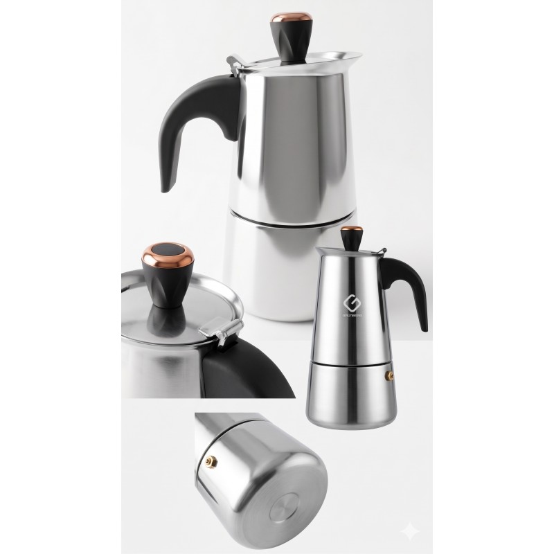 Espresso Maker for stove , Stainless Steel, capacitate 6 cesti, Grunberg GR5182 thumbnail 2