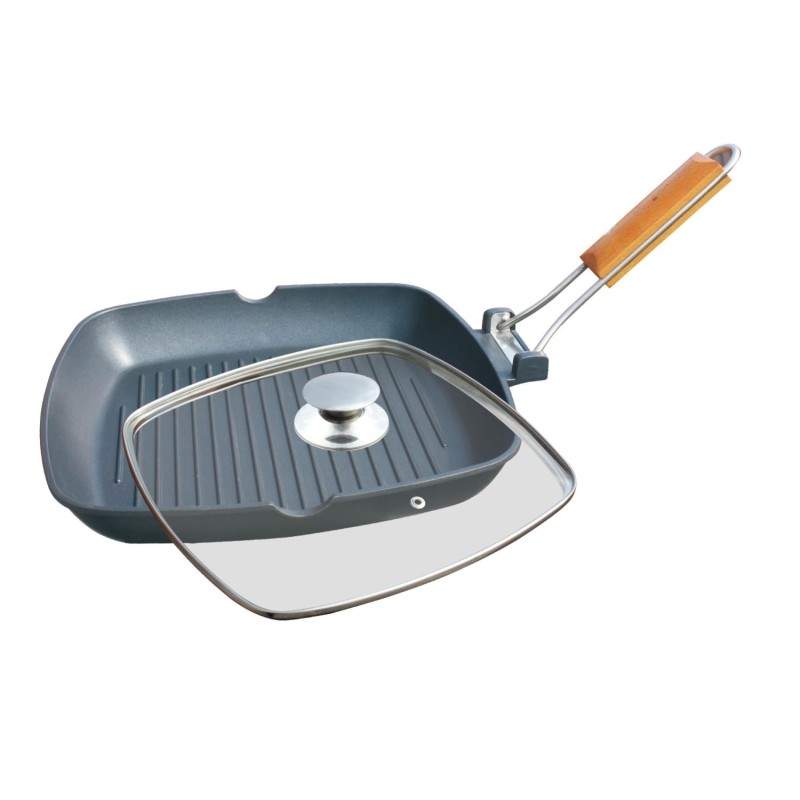 Grill aluminiu , with lid , 28x28 cm , Grunberg HXG28LD - Victronic