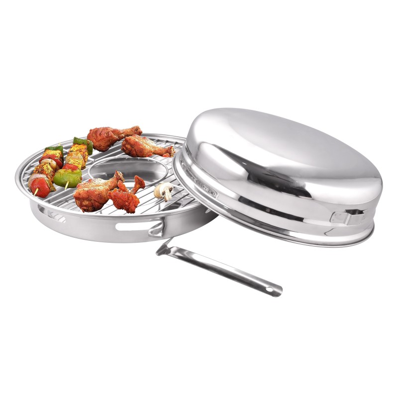 Grill with lid and maner, Stainless Steel, for stove, 32.50 x 13.50 cm, Grunberg JN866 - Victronic thumbnail 3