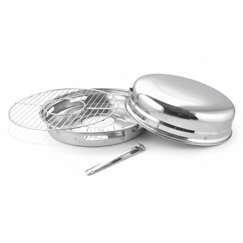 Grill with lid and maner, Stainless Steel, for stove, 32.50 x 13.50 cm, Grunberg JN866 - Victronic