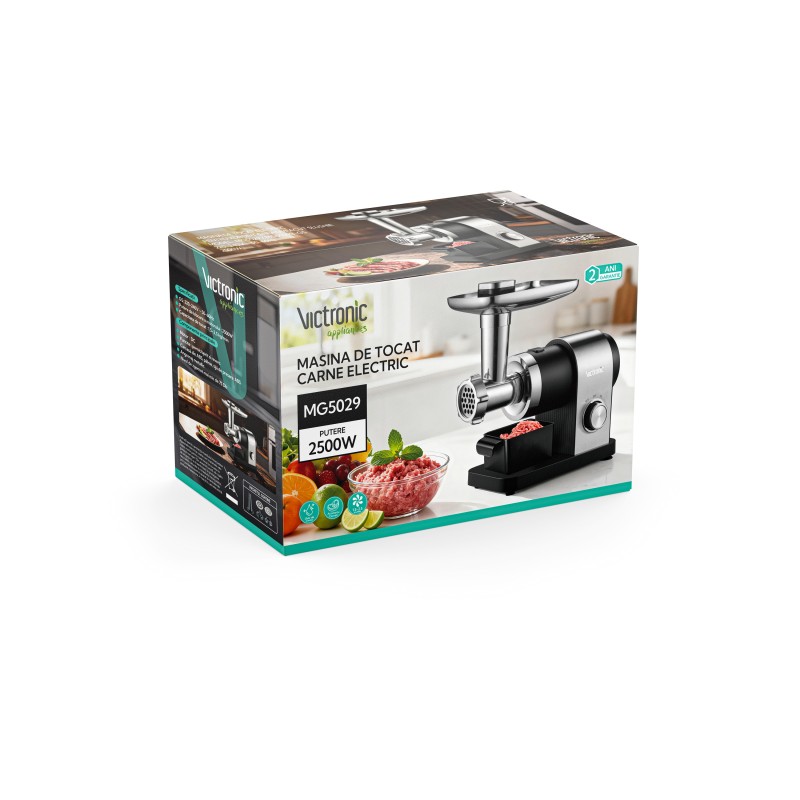 Masina electrica for tocat carne, 2500W, functia reverse, angrenaje Metal, Victronic MG5029 thumbnail 2