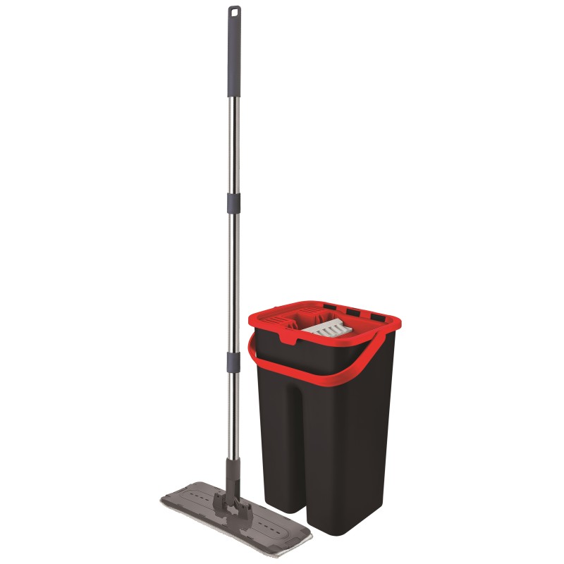 Mop plat, foldable with bucket, Grunberg MAG202R (black+red) - Victronic