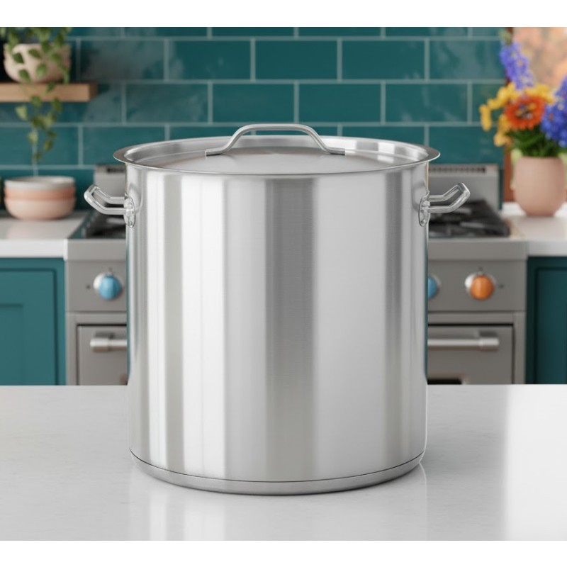 Pot profesionala Stainless Steel, with manere nituite, lid Stainless Steel, compatibila with stove with induction, 71 l, Grunberg GR2771 thumbnail 3