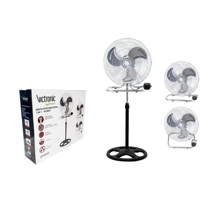 Offer: Fan pedestal 3 in 1, elice metalica, 45 cm, max 60 W, Victronic SF4502 thumbnail 4