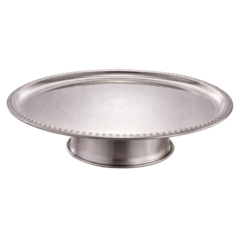 Platou rotund gravat, din inox, pentru tort, Ø 30.50 x 5.70 cm, Grunberg IGR7061...