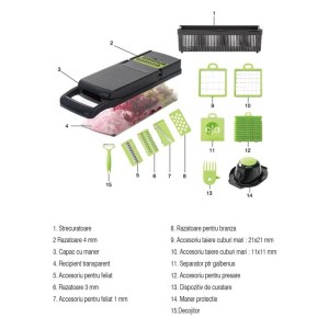 Grater multifunctionala, for fructe and legume, 14 in 1,  Grunberg GR6148 thumbnail 3