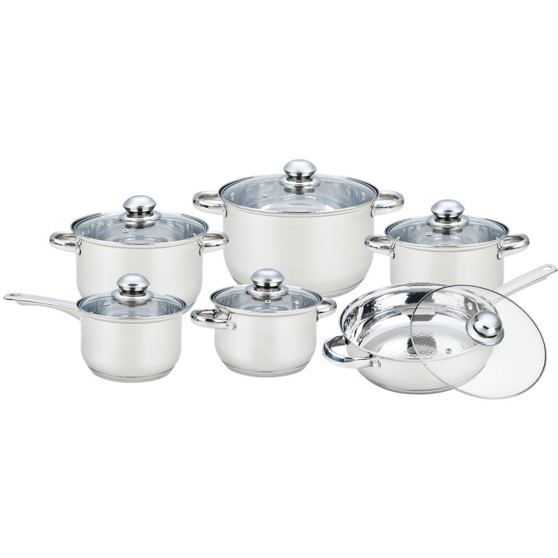 Set 12 piese, 6 vase din inox cu capace din sticla, Grunberg GR244 thumbnail 3