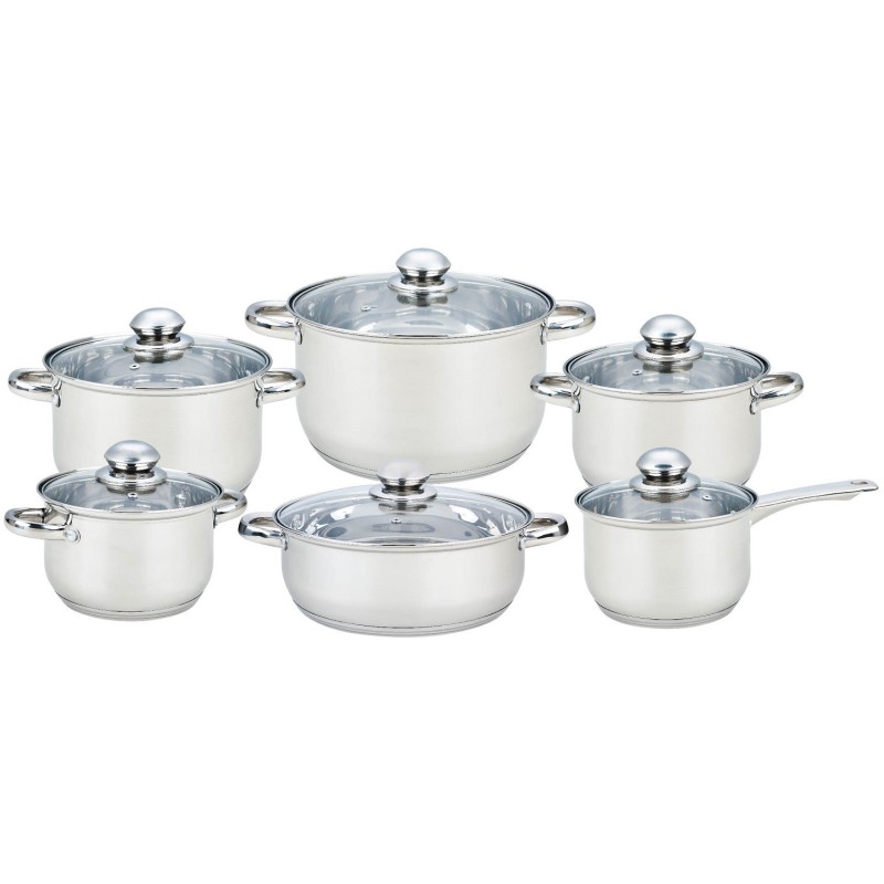 Set 12 piese, 6 vase din inox cu capace din sticla, Grunberg GR245 thumbnail 2