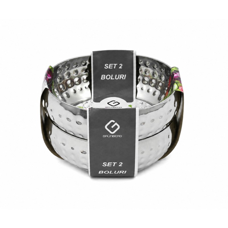Set 2 boluri din inox, stantate, decorative, Ø 14 x 5 cm, Grunberg IGR7065... thumbnail 2