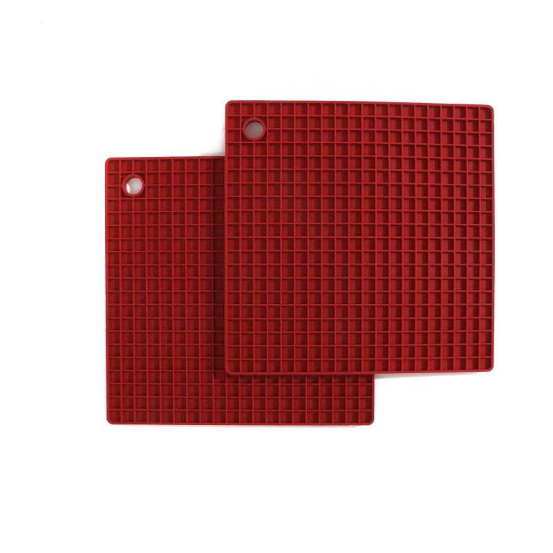 Set 2 pcs x stand termoizolant for vase fierbinti , Silicone, patrat, Grunberg FY0620 (red)