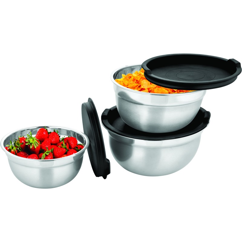 Set 3 bowls inox with capace plastic ,  Grunberg IGR2434