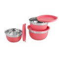 Set 3 bowls inox with capace plastic ,  Grunberg IGR2435 (pink) thumbnail 2