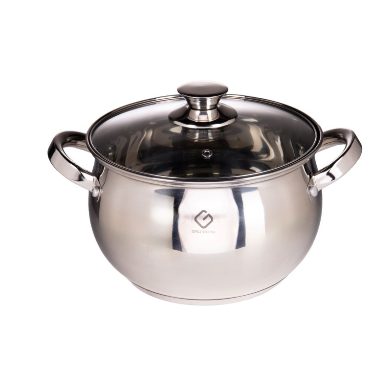 Set 3 oale Stainless Steel with capace Glass heat-resistant, 5.5l, 6.5l and 8.5l, Grunberg GR10573 - Victronic thumbnail 2