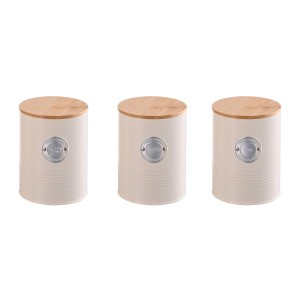 Set 3 containers for storage food, Steel with lid Bamboo, 1.20 l, 10 x 14.50 cm, Grunberg GR3246 thumbnail 3