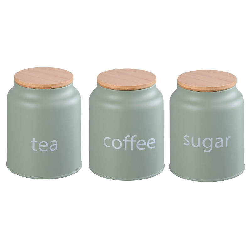 Set 3 containers for storage food, Steel with lid Bamboo, 1.20 l, 11 x 14.50 cm, Grunberg GR3244