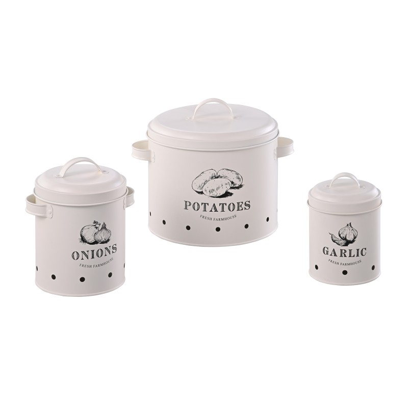 Set 3 containers for storage legume, Steel, with lid 1.10, 2.30, 7.00 l, Grunberg GR3243