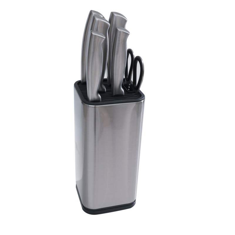 Set 6 pcs.+ stand , 5 cutite for kitchen+foarfeca, 20.50, 24, 29.50, 29.50 and 31 cm, Grunberg LSZ8
