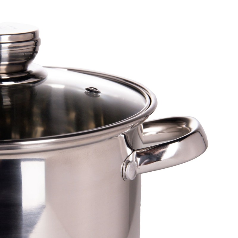 Set 6 piese: 3 vase Stainless Steel, compatibile with stove with induction, with capace Glass, Grunberg GR1051 thumbnail 4