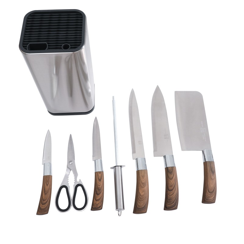 Set 7 pcs.+ stand , 5 cutite for kitchen+ascutitor+foarfeca, 20, 22.50, 29, 32 and 32cm, Grunberg LST15 - Victronic thumbnail 2