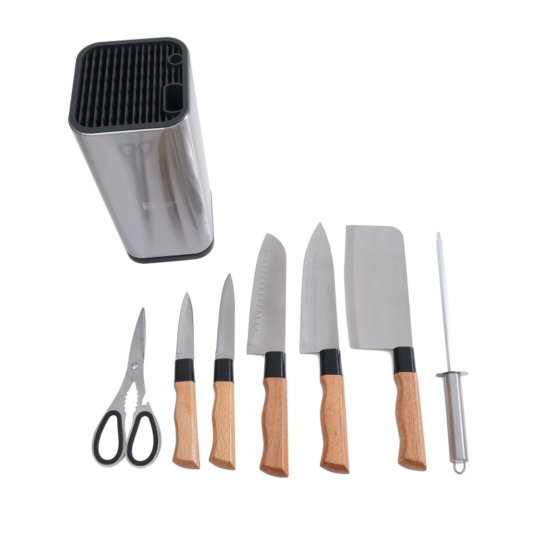 Set 7 pcs.+ stand , 5 cutite for kitchen+ascutitor+foarfeca, 20.50, 23, 30, 30.50 and 30.50 cm, Grunberg LSH12 - Victronic thumbnail 2