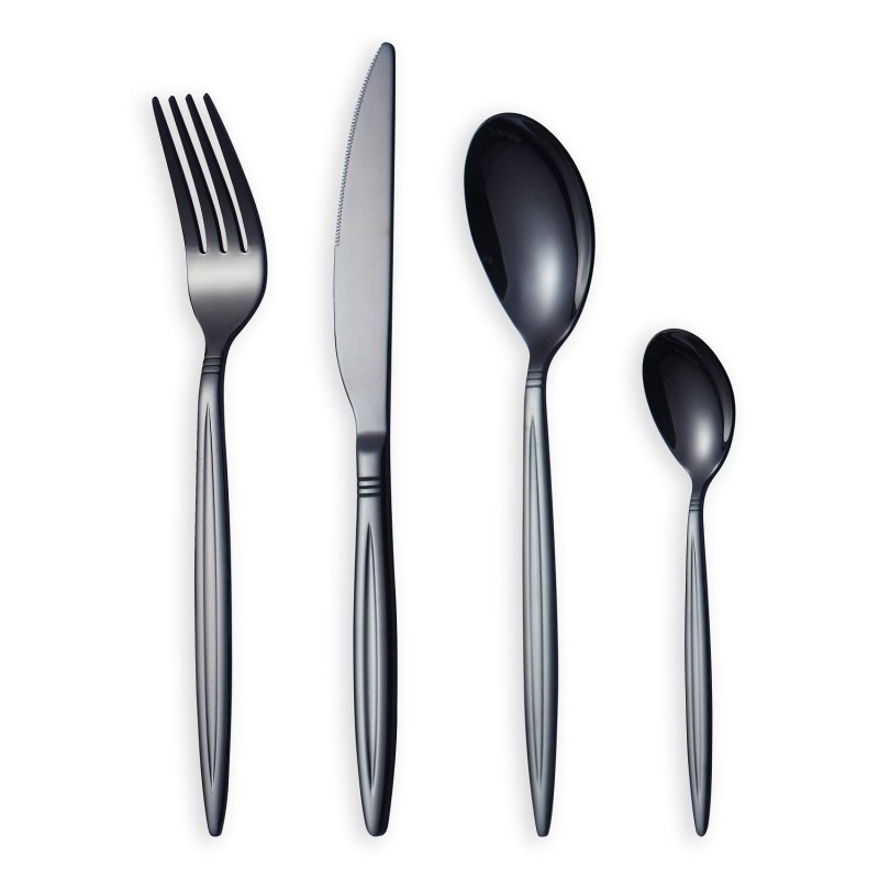 Set tacamuri din inox 24 piese, Grunberg BL386B24 (negru)