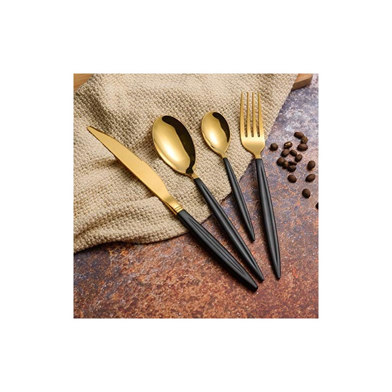 Set tacamuri din inox 24 piese, Grunberg BL386BG24 (auriu+negru) thumbnail 2