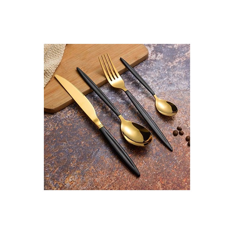 Set tacamuri din inox 24 piese, Grunberg BL386BG24 (auriu+negru) thumbnail 3