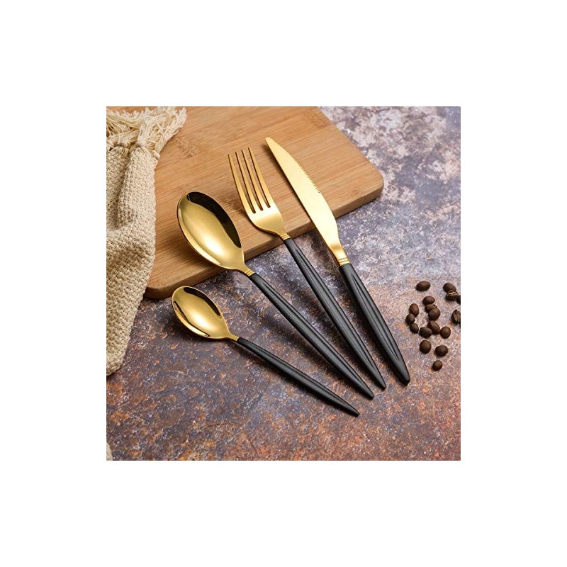 Set tacamuri din inox 24 piese, Grunberg BL386BG24 (auriu+negru) thumbnail 4