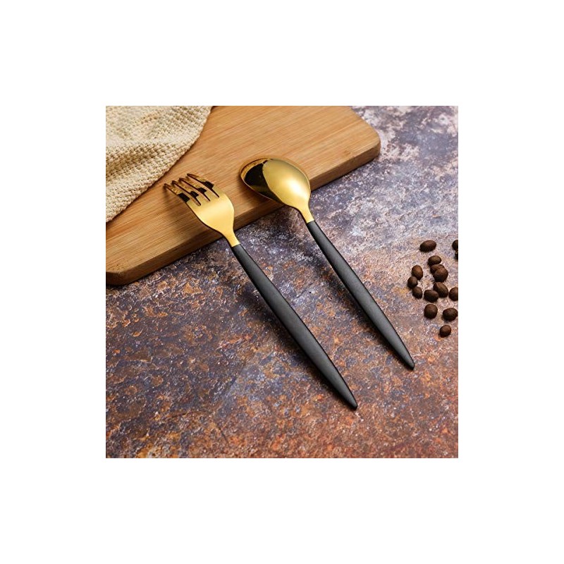 Set tacamuri din inox 24 piese, Grunberg BL386BG24 (auriu+negru) thumbnail 5