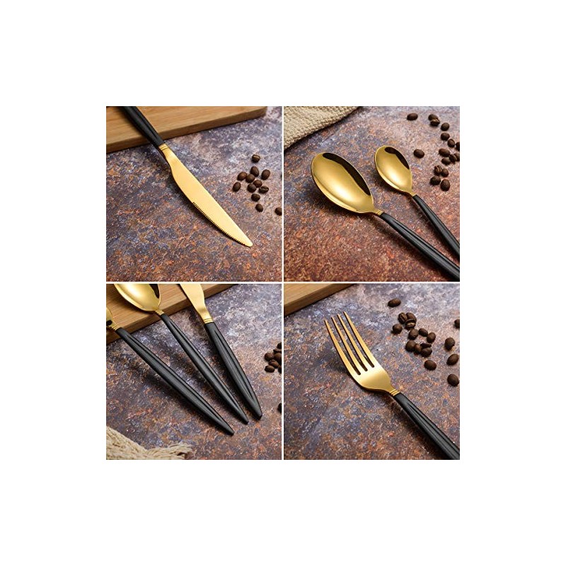 Set tacamuri din inox 24 piese, Grunberg BL386BG24 (auriu+negru) thumbnail 6
