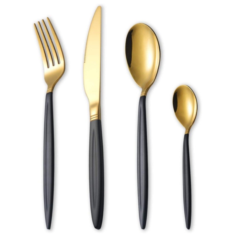 Set tacamuri din inox 24 piese, Grunberg BL386BG24 (auriu+negru) thumbnail 7