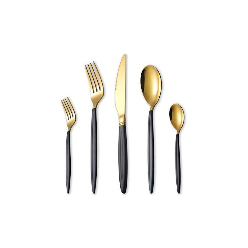 Set tacamuri din inox 30 piese, Grunberg BL386BG30 (auriu+negru)