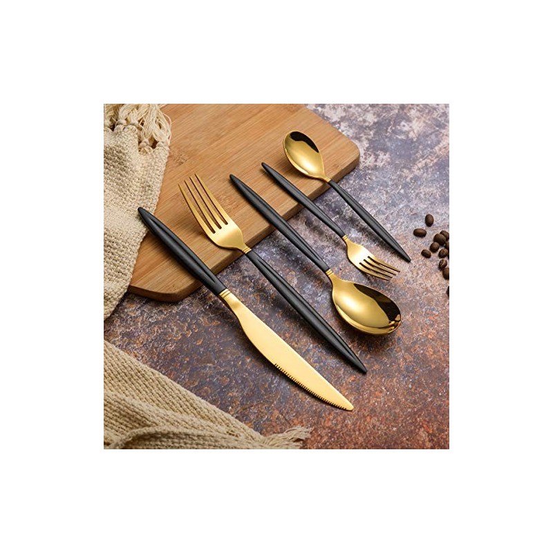 Set tacamuri din inox 30 piese, Grunberg BL386BG30 (auriu+negru) thumbnail 3