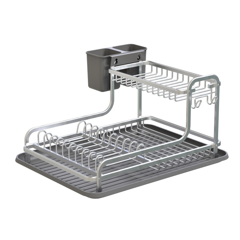 Stand vase, Aluminum and plastic, with tray and stand cutlery, 43 x 36 x 22.50 cm, Grunberg GR3231