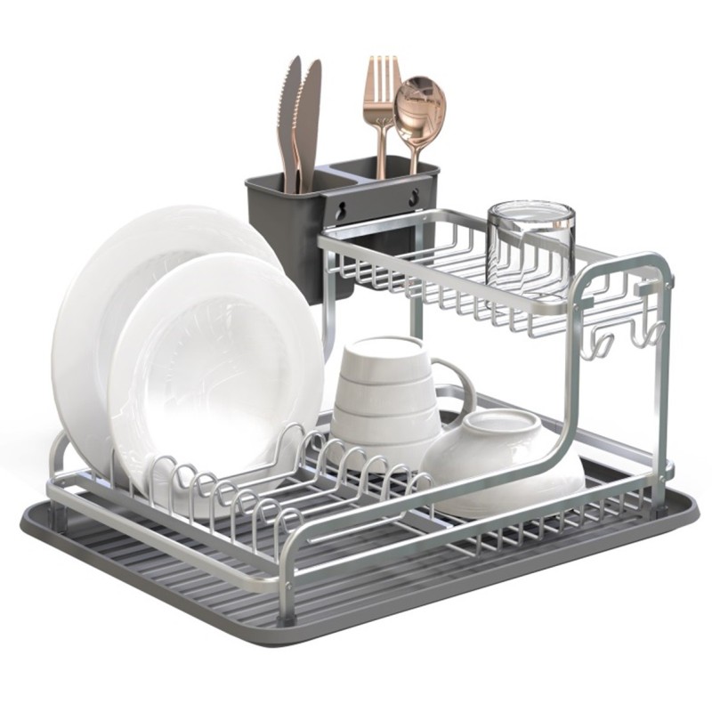 Stand vase, Aluminum and plastic, with tray and stand cutlery, 43 x 36 x 22.50 cm, Grunberg GR3231 thumbnail 2