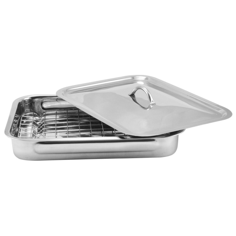 Tray Stainless Steel, for oven , with grill and lid , 37 x 28 x 6 cm , Grunberg GR2967 thumbnail 2
